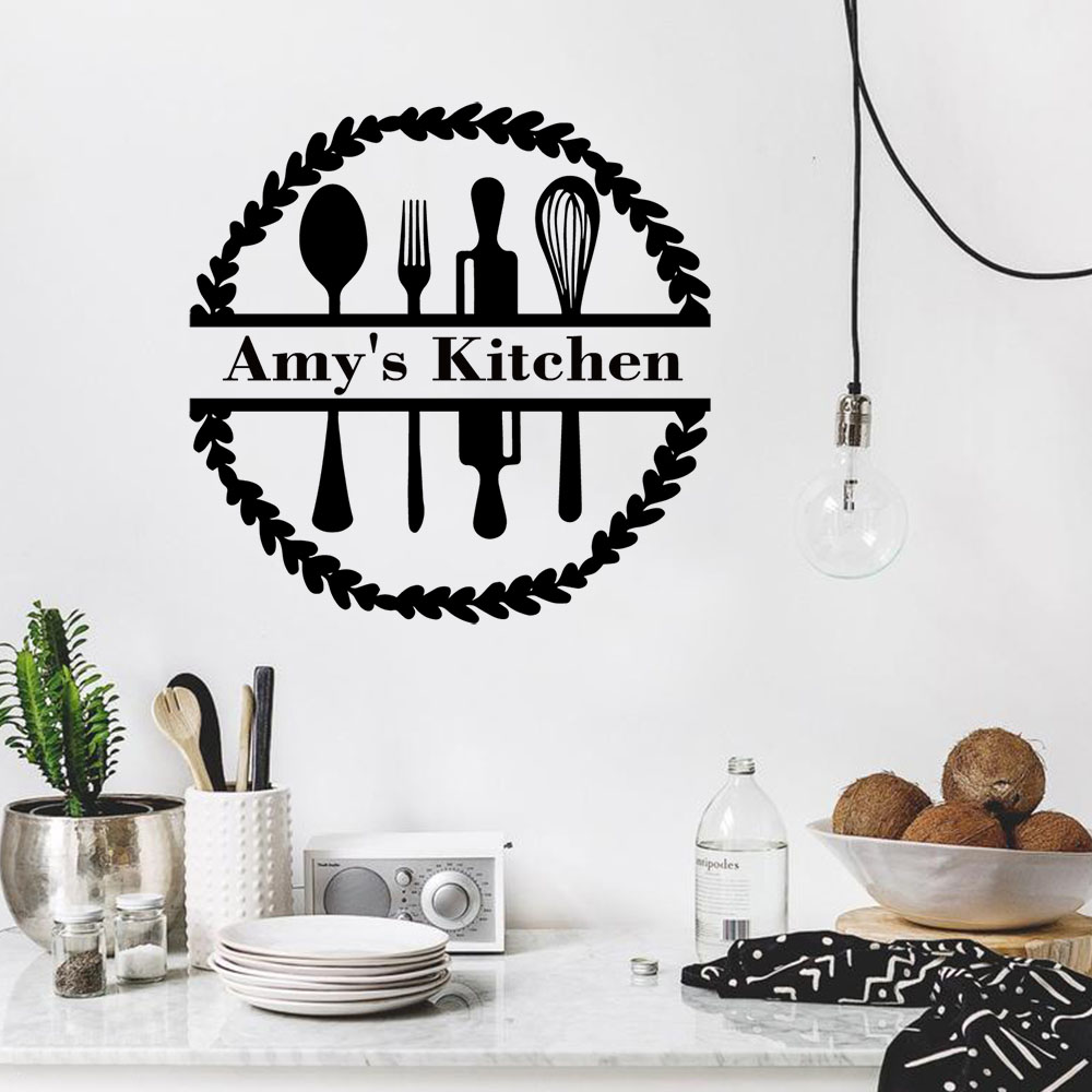 Home Decor Wall Stickers - 1PC Creative Kitchenware Customizable Text Name