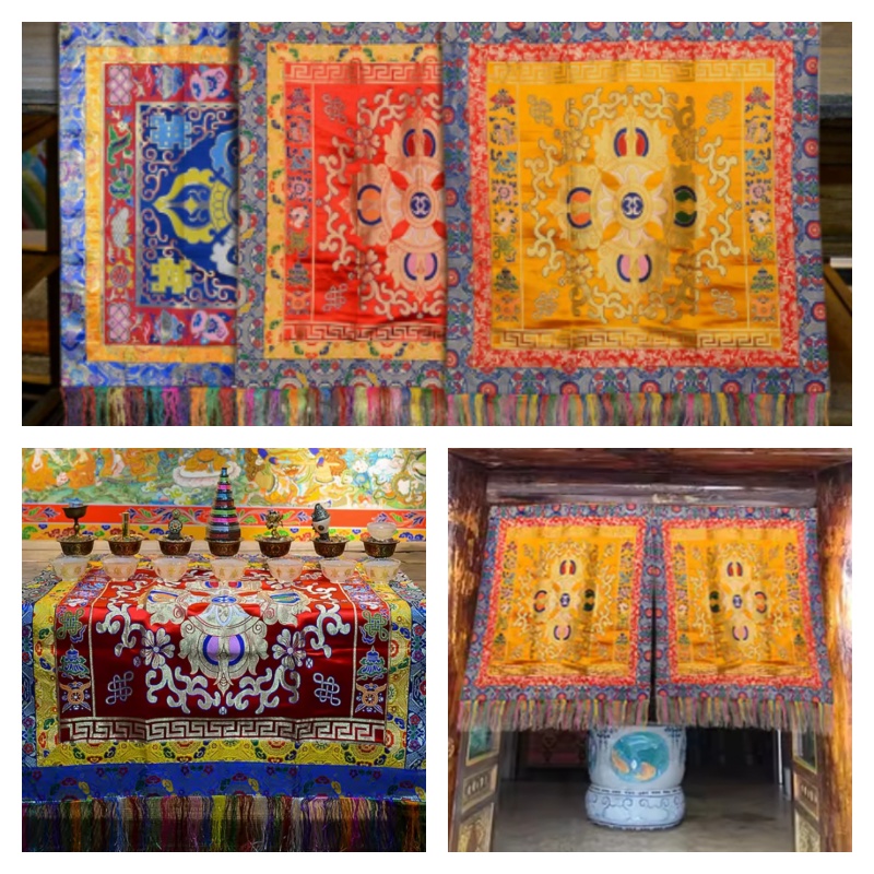 Home Decor Curtains - Handmade Embroidery Tablecloths Temples Buddhist Halls