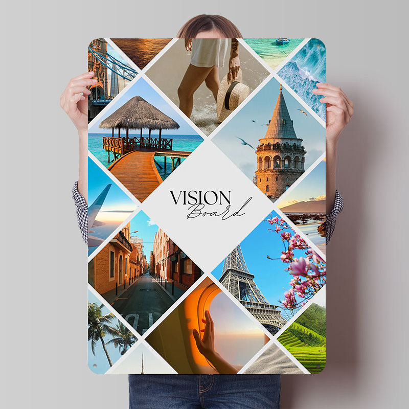 Home Decor Vision Board - Travel Vision Board Collage Printed Poster