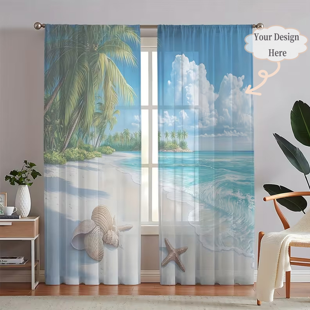 Home Decor Curtains - Custom 2D Flat 2pcs Sheer Curtains,
