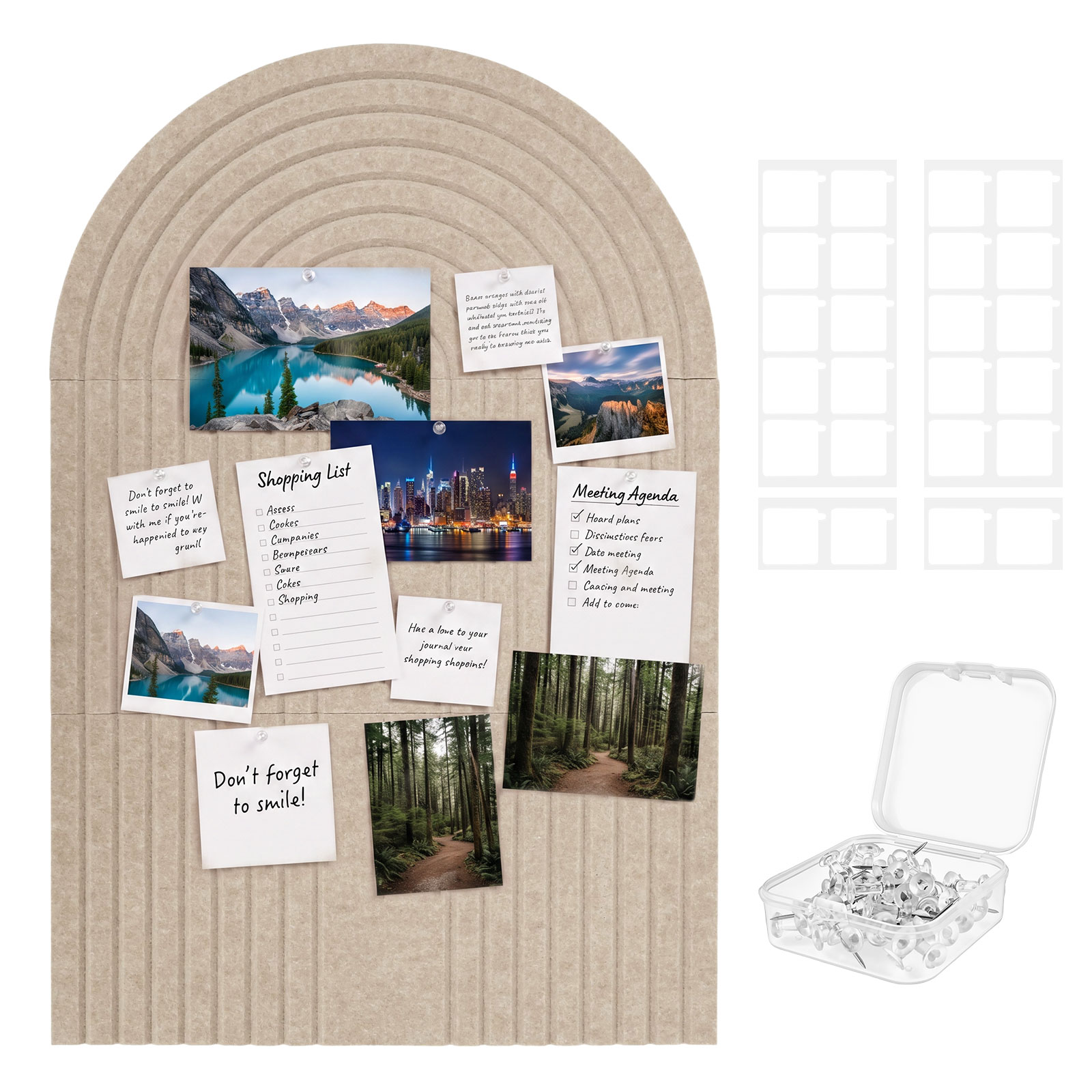 Home Decor Vision Board - Large Arched Felt Bulletin Board for