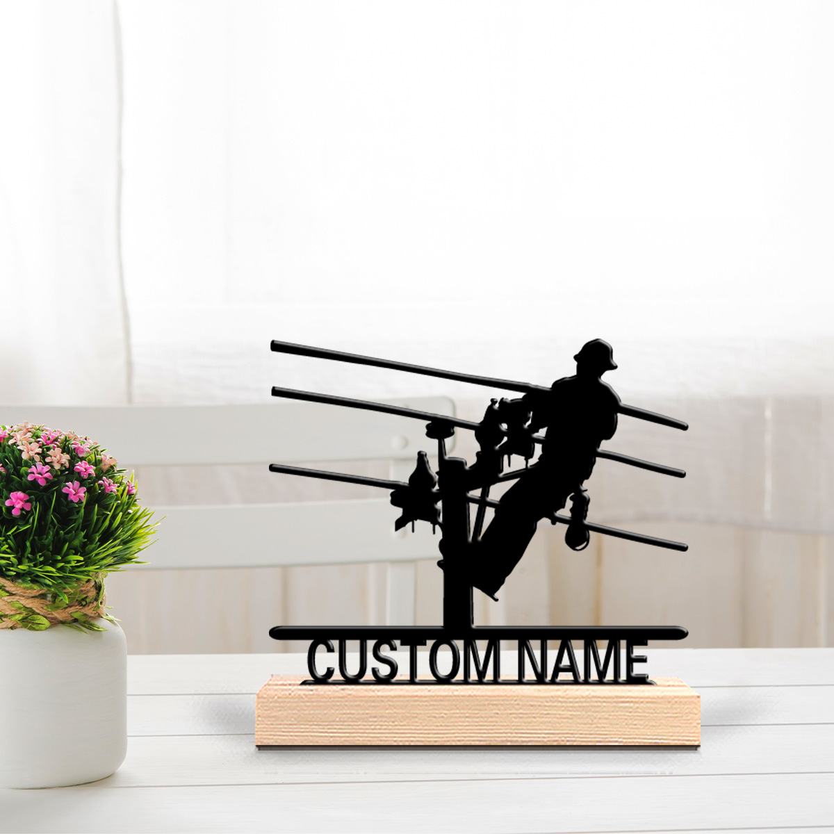 Home Decor Com - 1pc Stylish Personalized Custom Electrician Metal