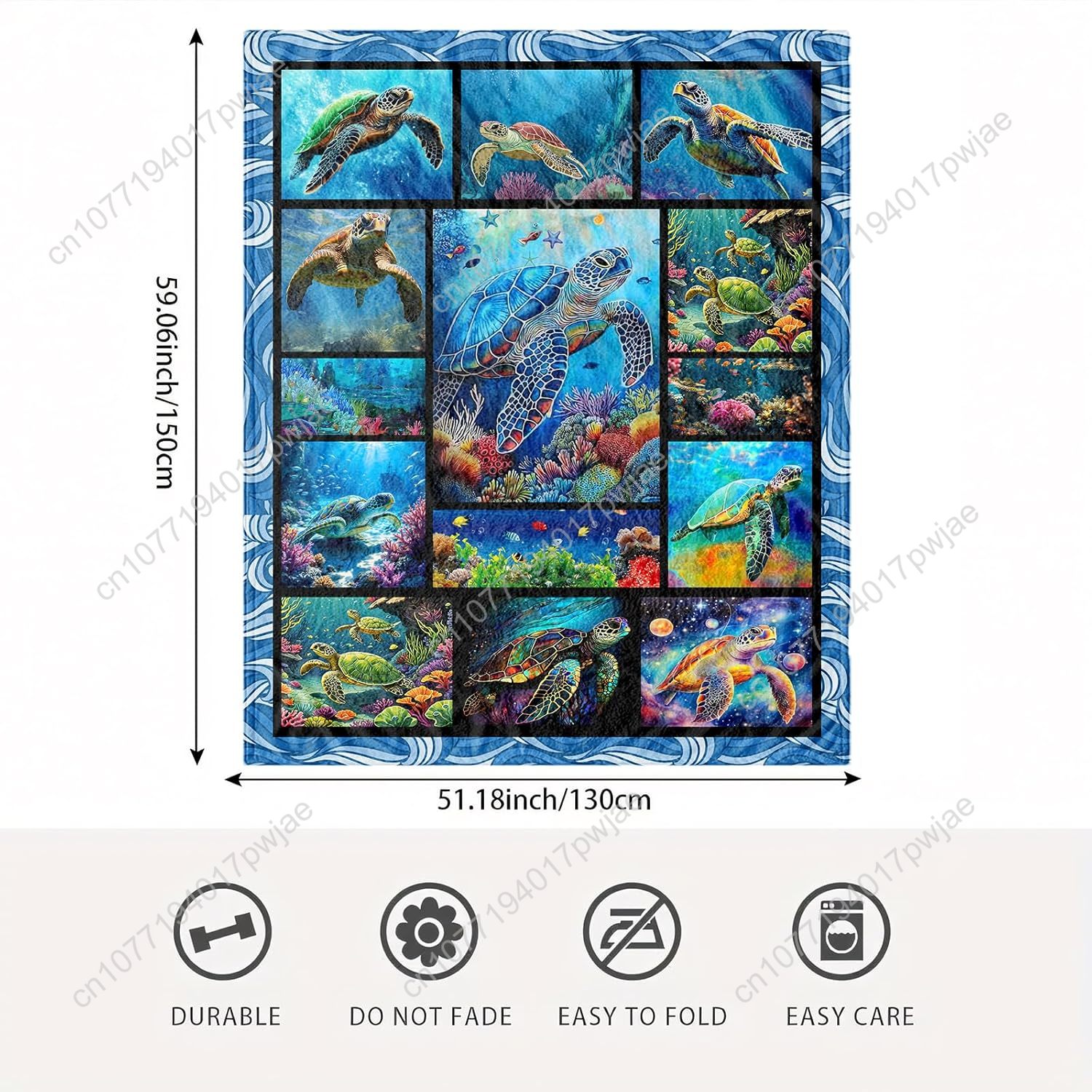 Sea Turtle Flannel Throw Blank - огляд і ціна Home Decor Sofa