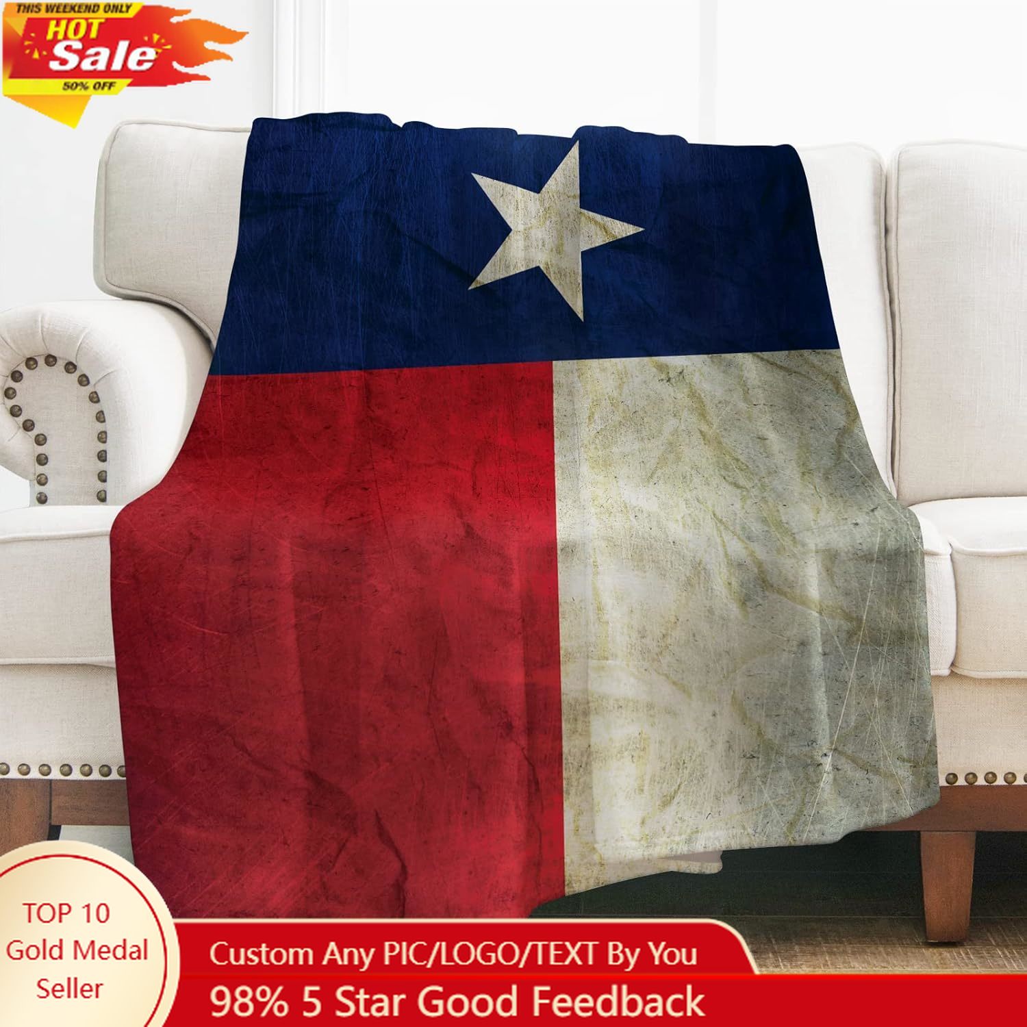 Levens Texas Flag Throw Blanke - огляд і ціна Home Decor Sofa