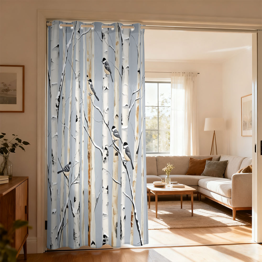 1pc birch forest titmouse prin - огляд і ціна Home Decor Curtains