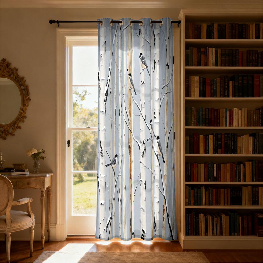 1pc birch forest titmouse prin - огляд і ціна Home Decor Curtains