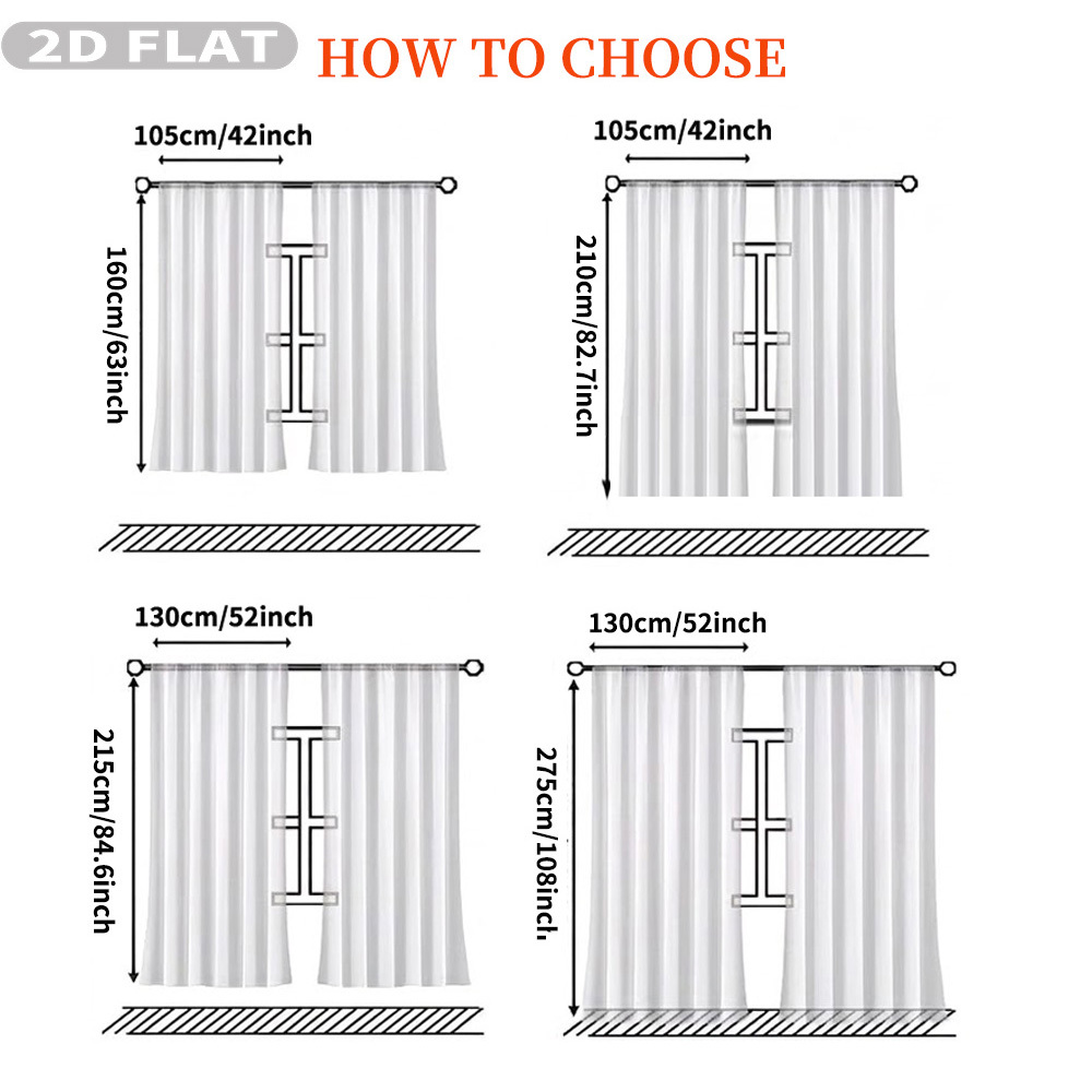 Custom 2D Flat 2pcs Sheer Curt - огляд і ціна Home Decor Curtains