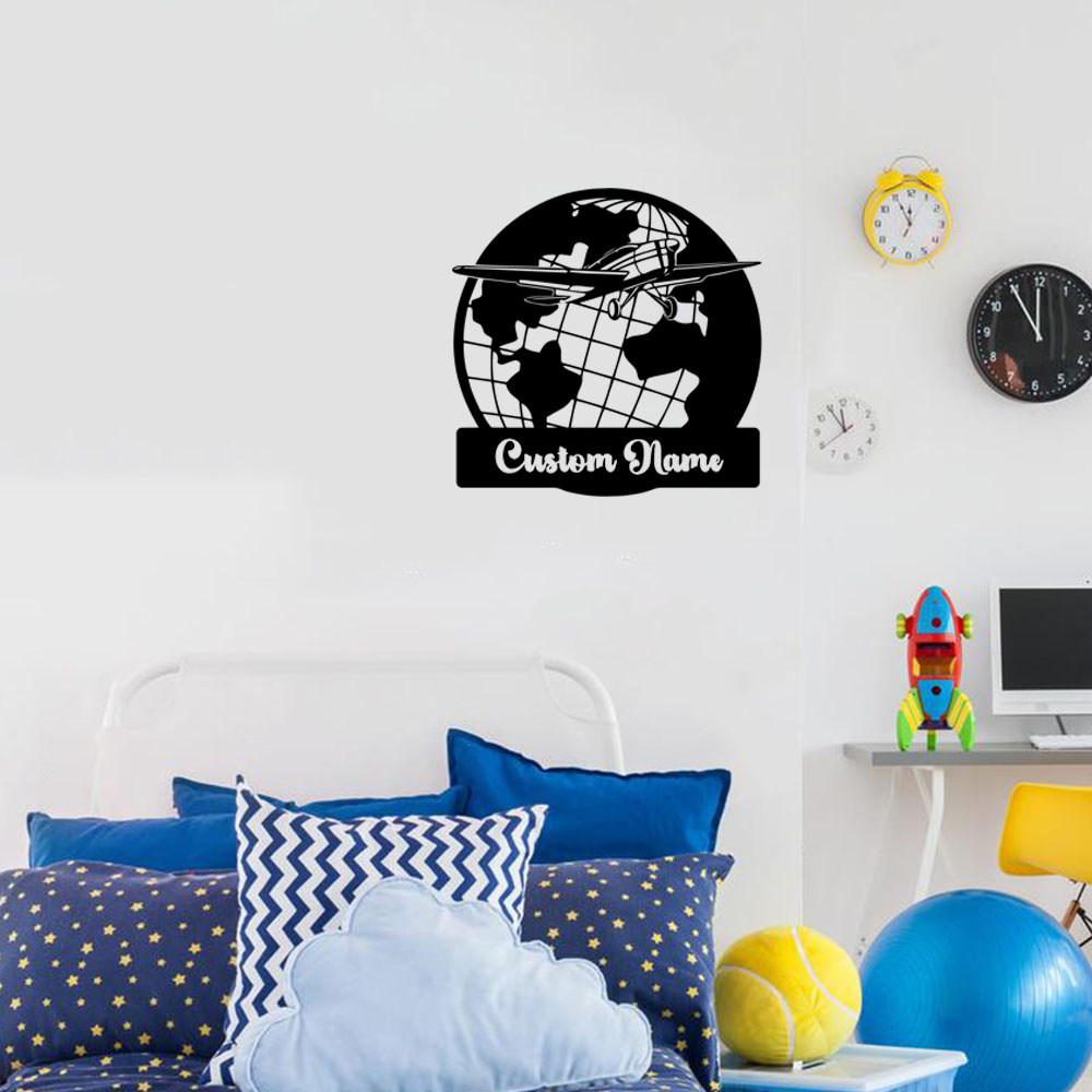1PC Cute Earth Airplane Custom - огляд і ціна Home Decor Wall Stickers