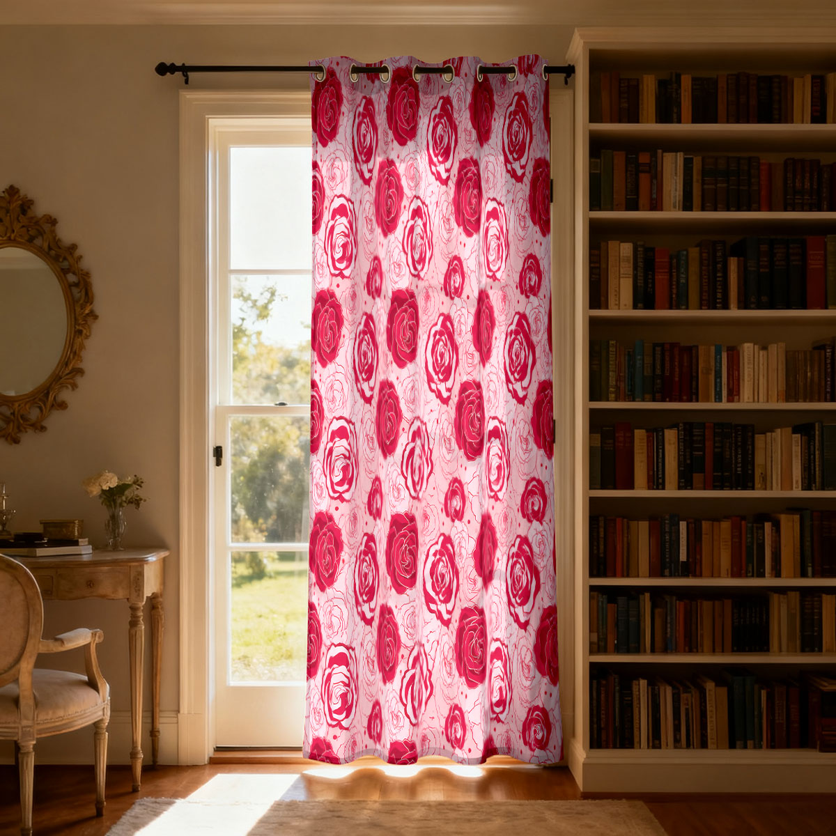 1pc Light Green Base Pink Rose - огляд і ціна Home Decor Curtains