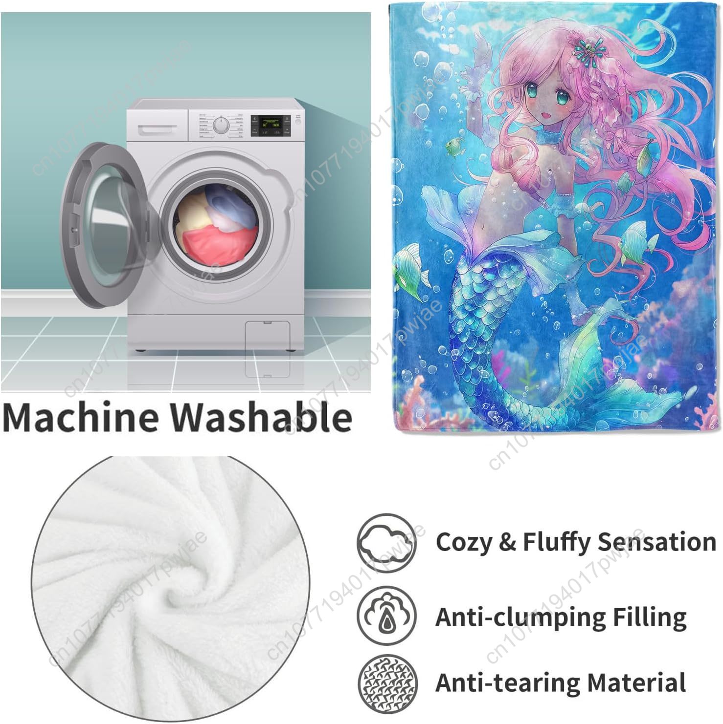 Cute Mermaid Blanket Cartoon F - огляд і ціна Home Decor Sofa