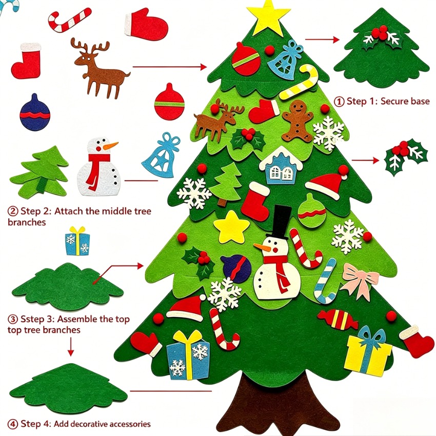 DIY Felt Christmas Tree with D - огляд і ціна Home Decor Xmas Gifts